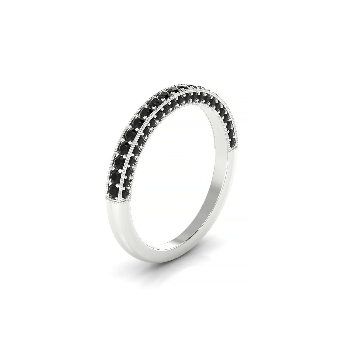 Lustre | 18k White Gold 1.5 mm Round Black Diamond Ring