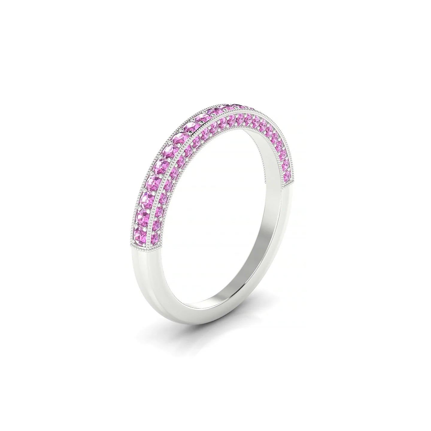 Lustre | 18k White Gold 1.5 mm Round Pink Sapphire Ring
