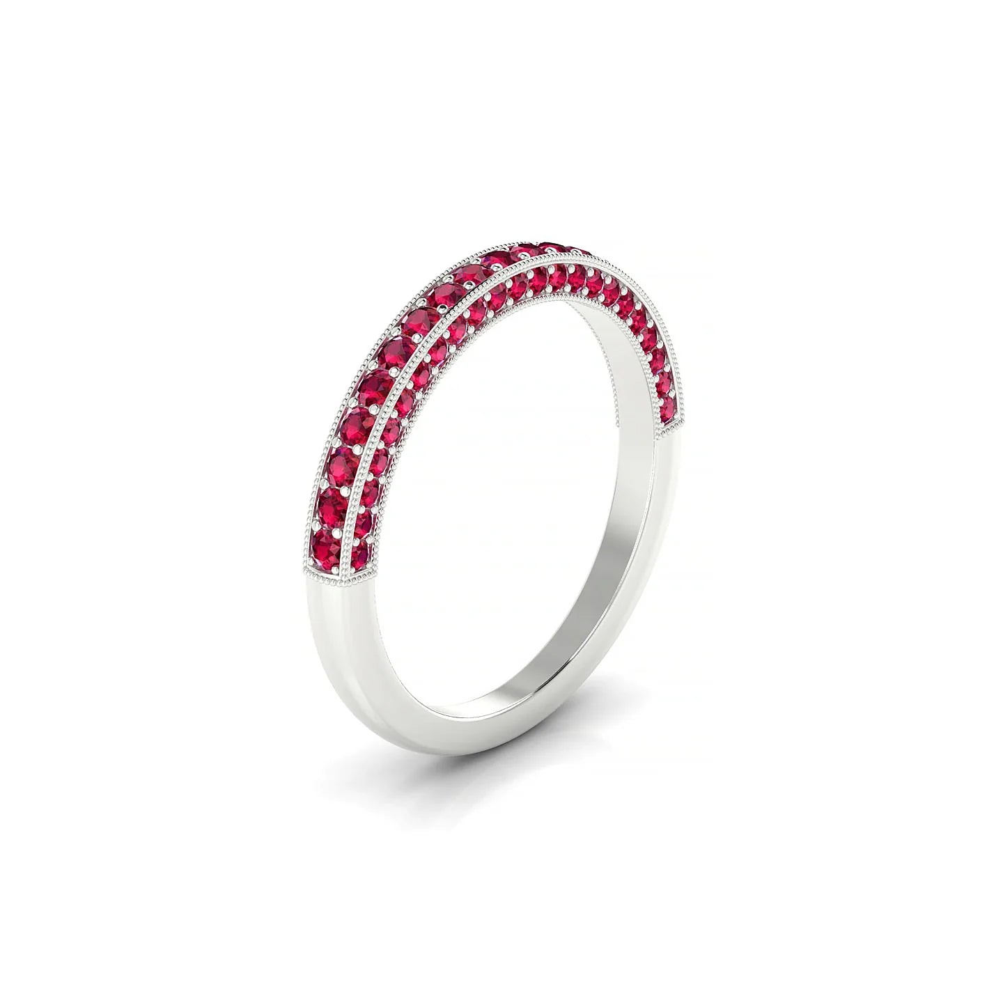 Lustre | 18k White Gold 1.5 mm Round Ruby Ring