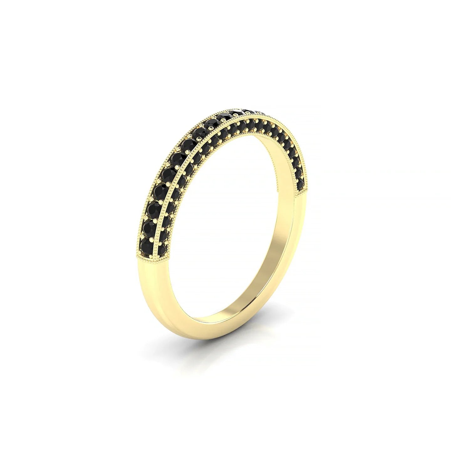 Lustre | 18k Yellow Gold 1.5 mm Round Black Diamond Ring