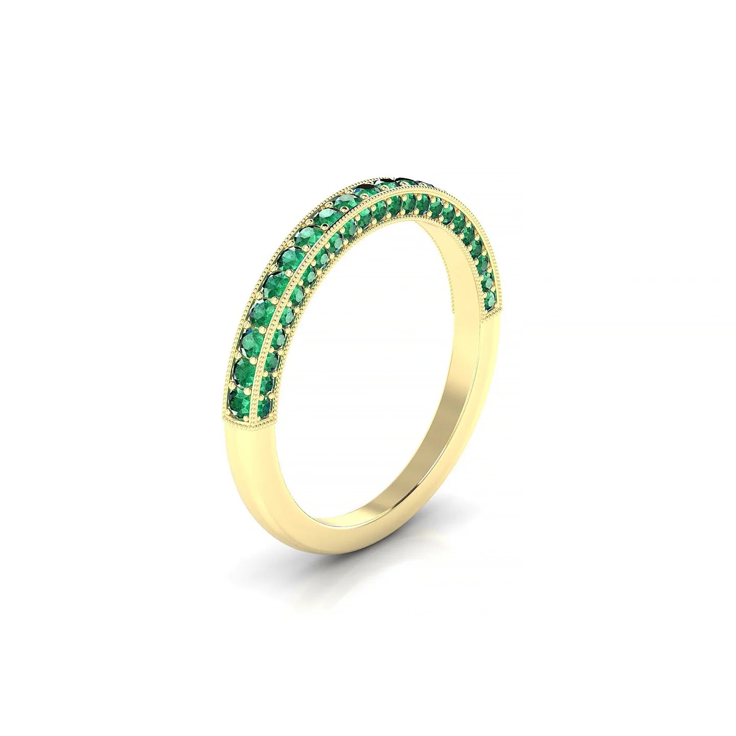 Lustre | 18k Yellow Gold 1.5 mm Round Emerald Ring