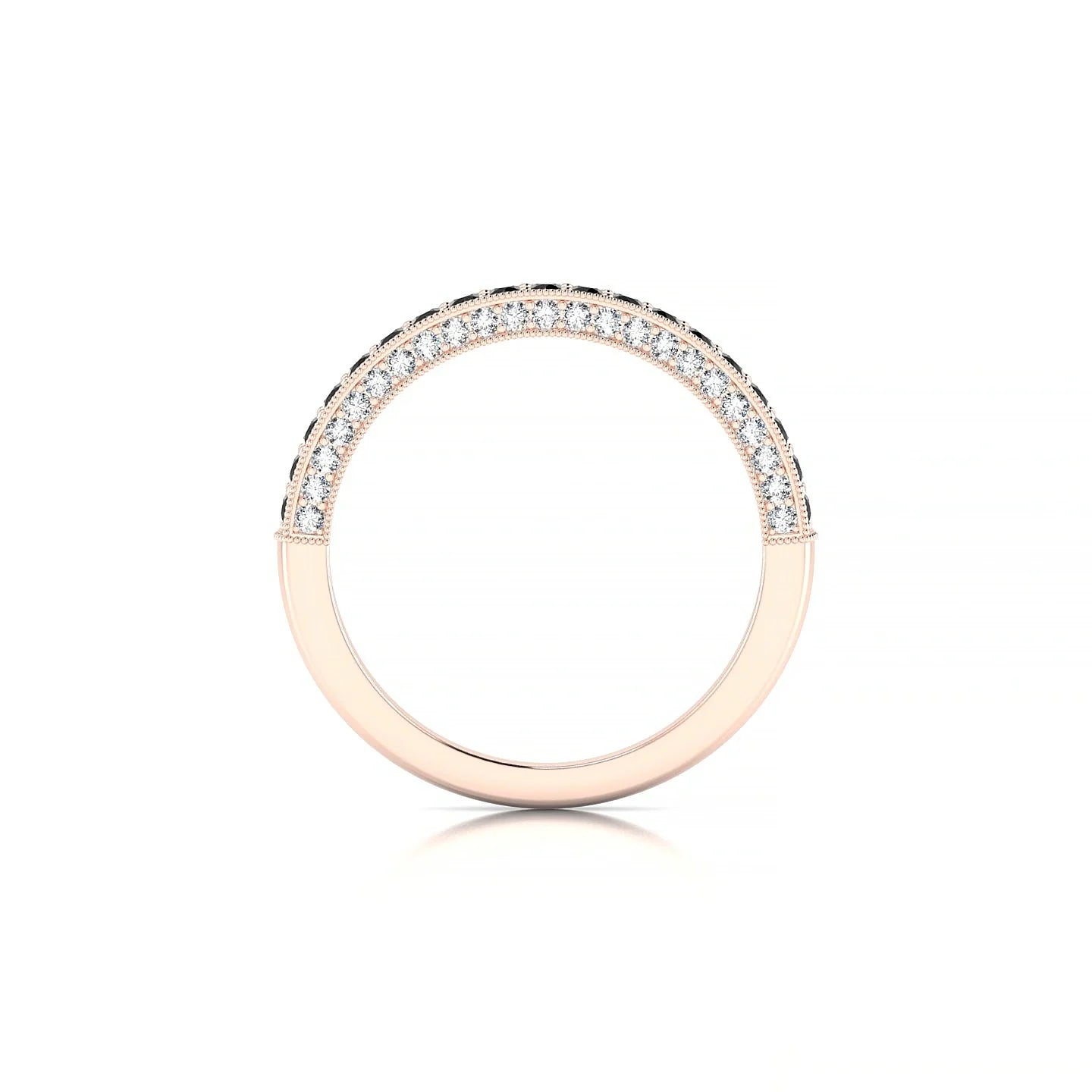Lustre | 18k Rose Gold 1.5 mm Round Black Diamond & Diamond Ring