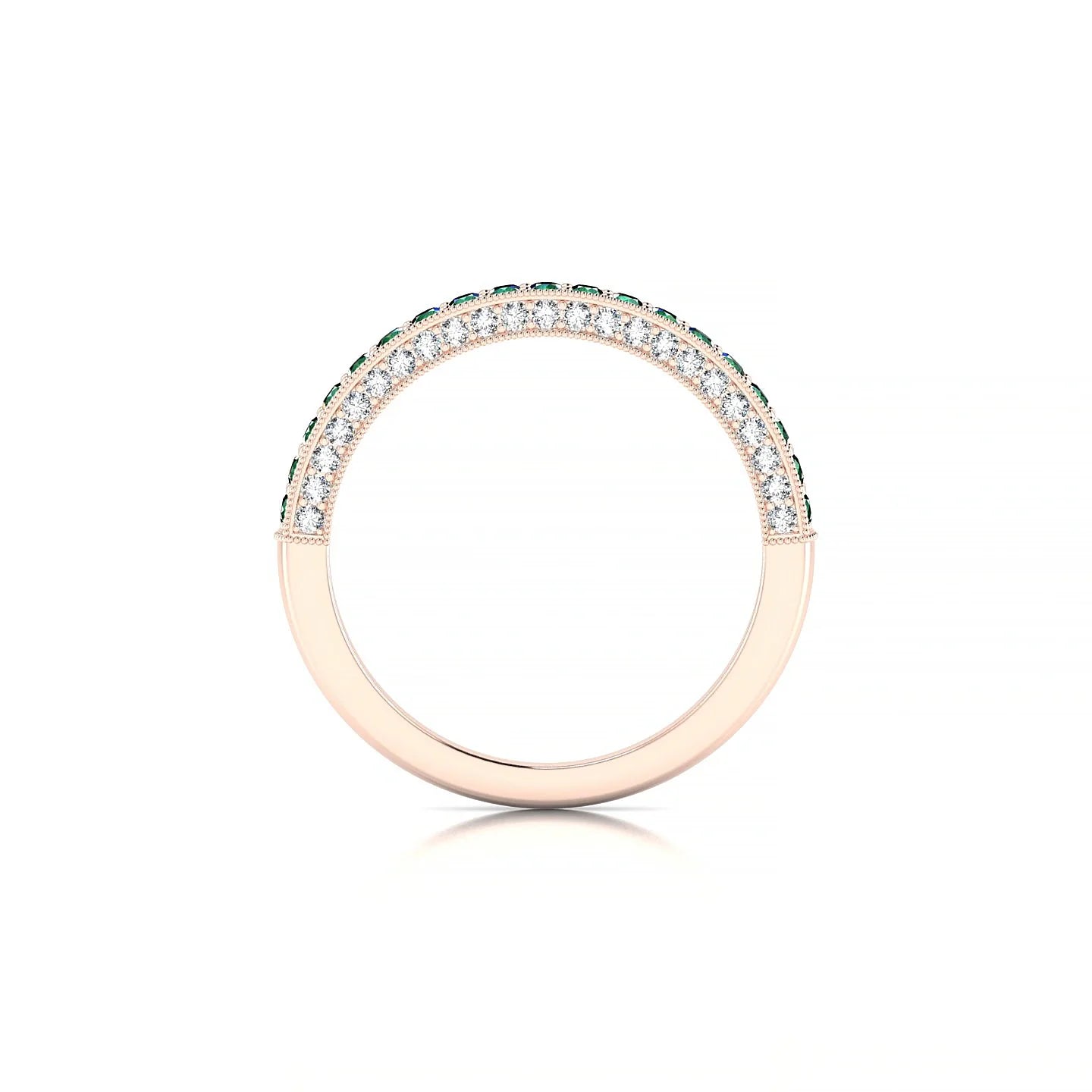 Lustre | 18k Rose Gold 1.5 mm Round Emerald & Diamond Ring
