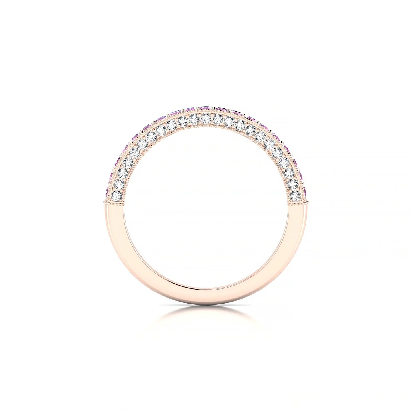 Lustre | 18k Rose Gold 1.5 mm Round Pink Sapphire & Diamond Ring
