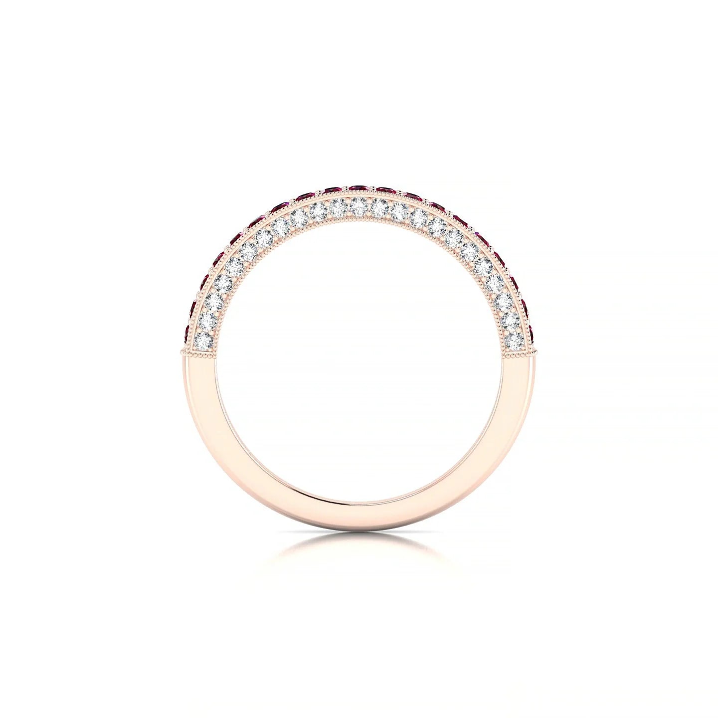 Lustre | 18k Rose Gold 1.5 mm Round Ruby & Diamond Ring