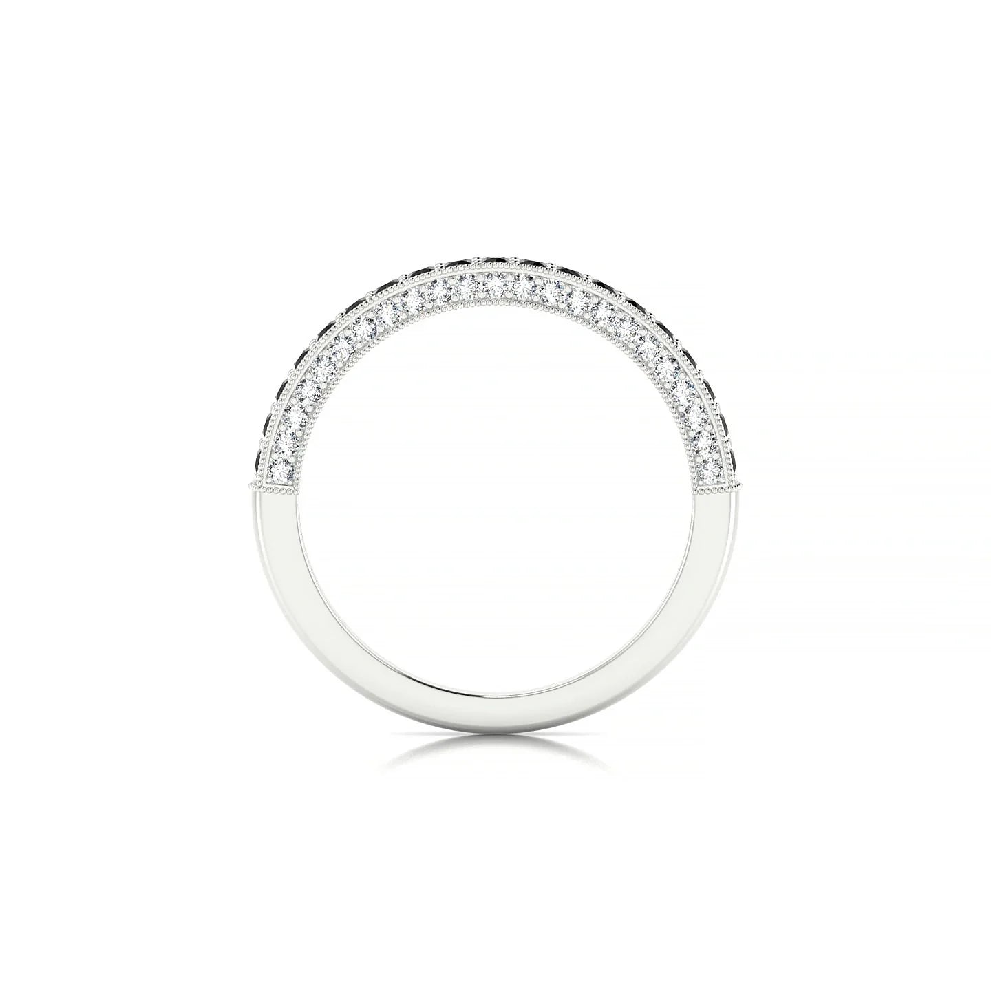 Lustre | 18k White Gold 1.5 mm Round Black Diamond & Diamond Ring