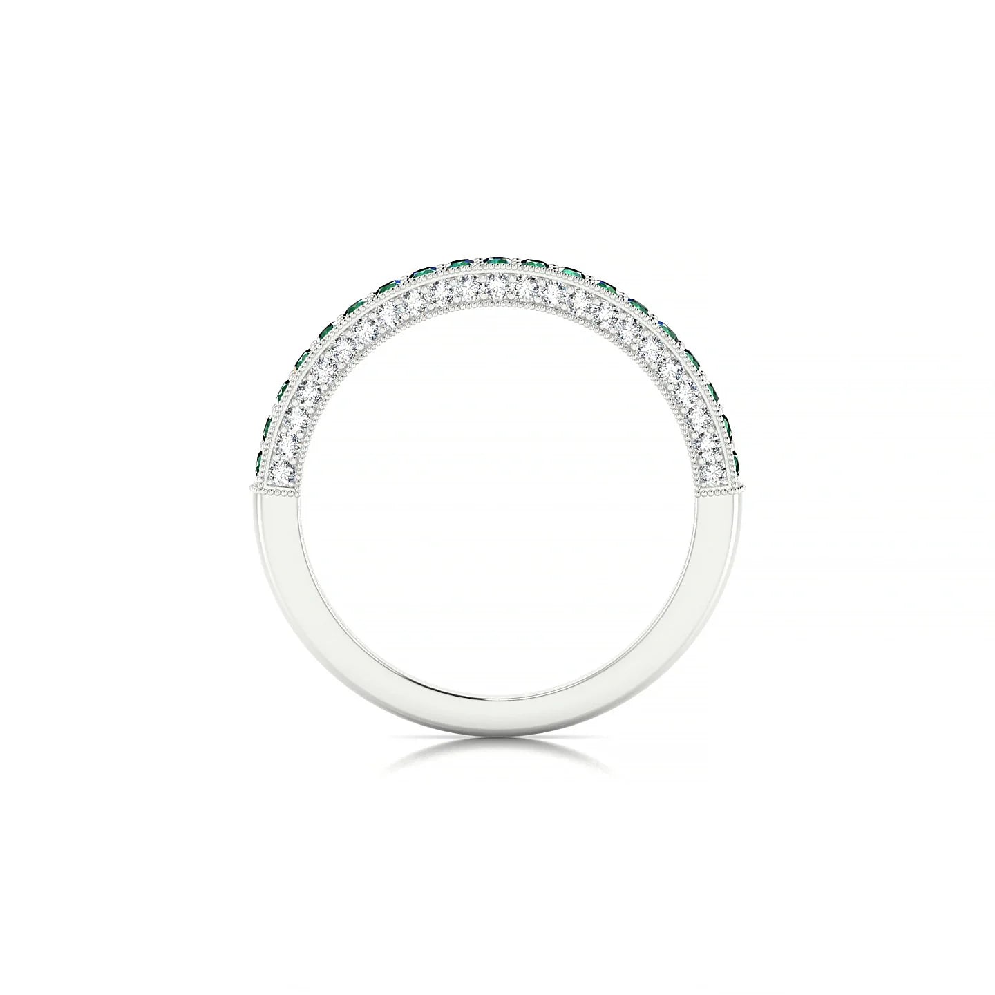 Lustre | 18k White Gold 1.5 mm Round Emerald & Diamond Ring