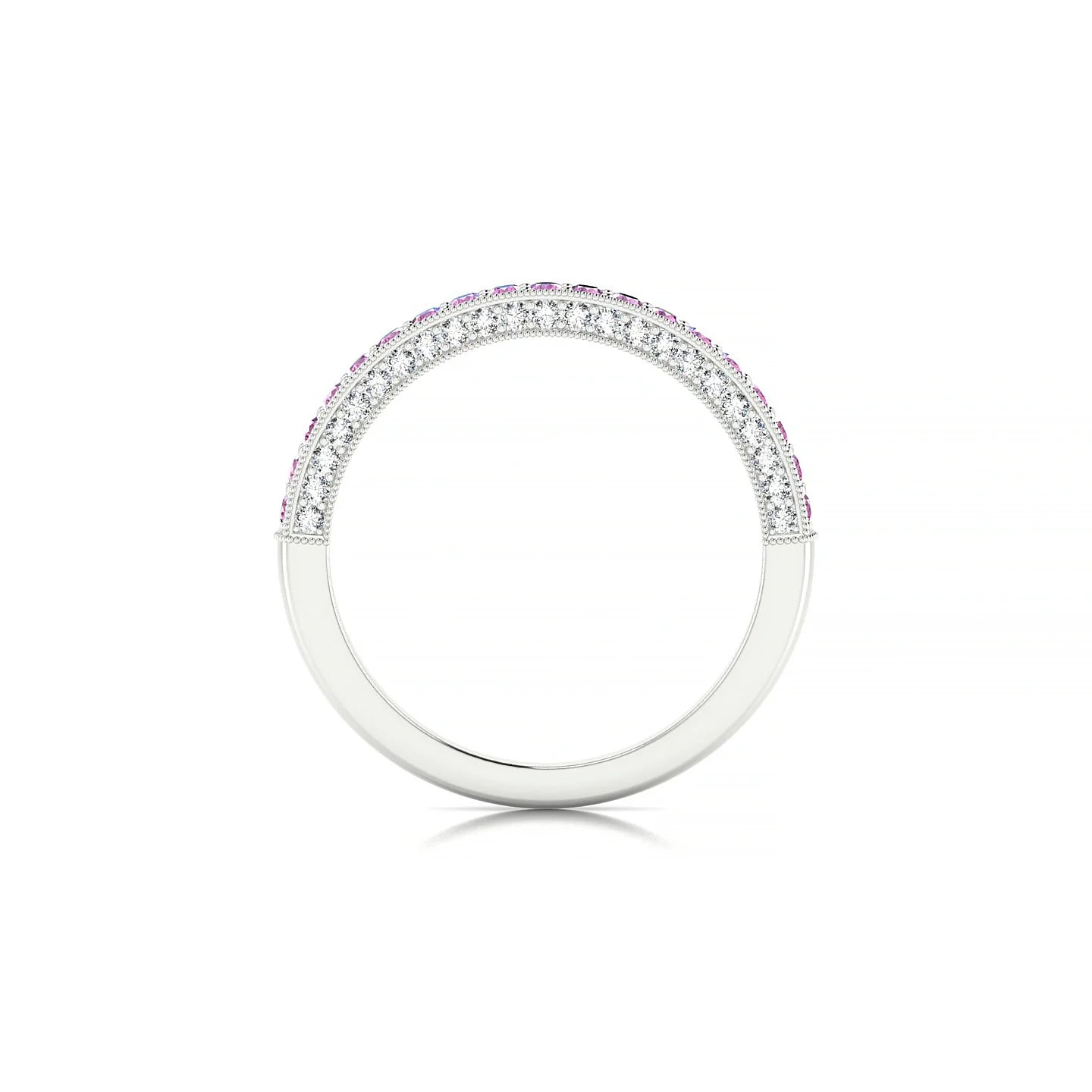 Lustre | 18k White Gold 1.5 mm Round Pink Sapphire & Diamond Ring