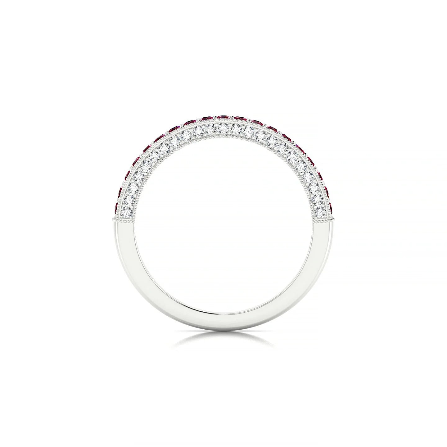 Lustre | 18k White Gold 1.5 mm Round Ruby & Diamond Ring
