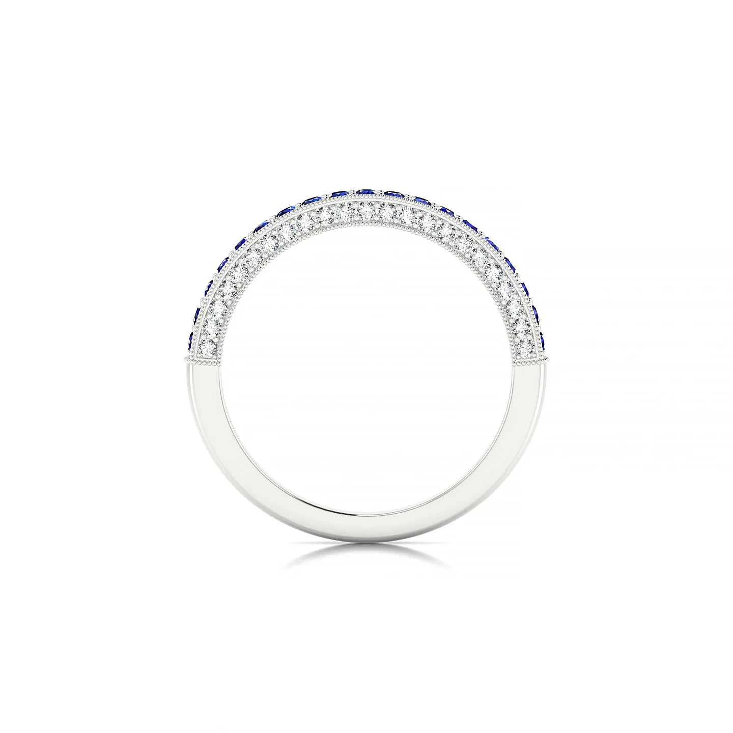 Lustre | 18k White Gold 1.5 mm Round Sapphire & Diamond Ring