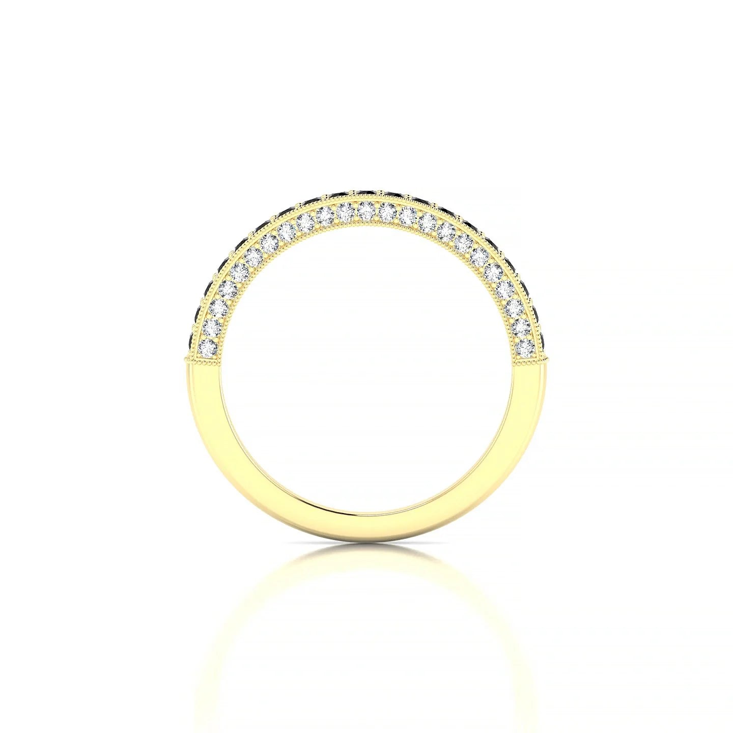Lustre | 18k Yellow Gold 1.5 mm Round Black Diamond & Diamond Ring