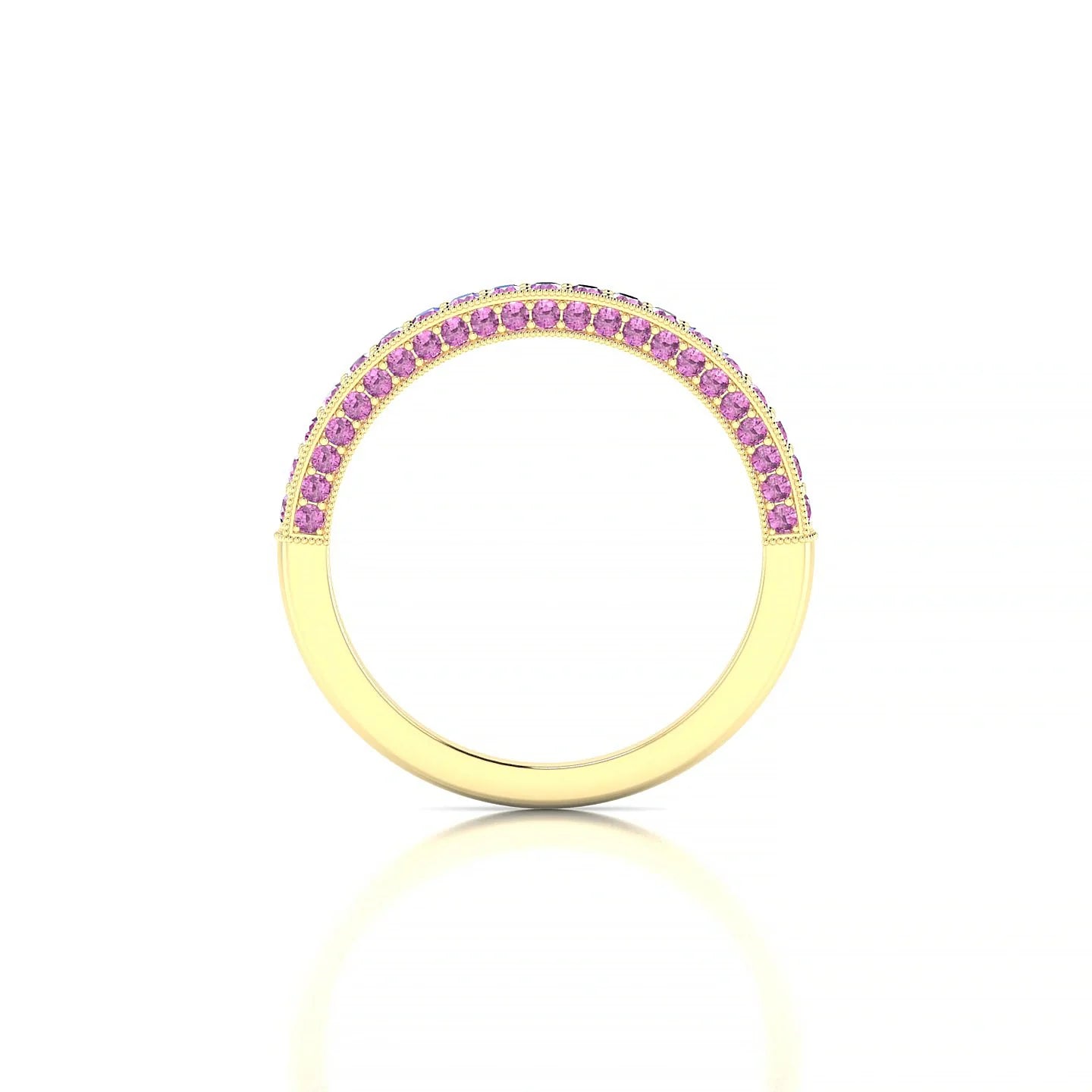 Lustre | 18k Yellow Gold 1.5 mm Round Pink Sapphire Ring