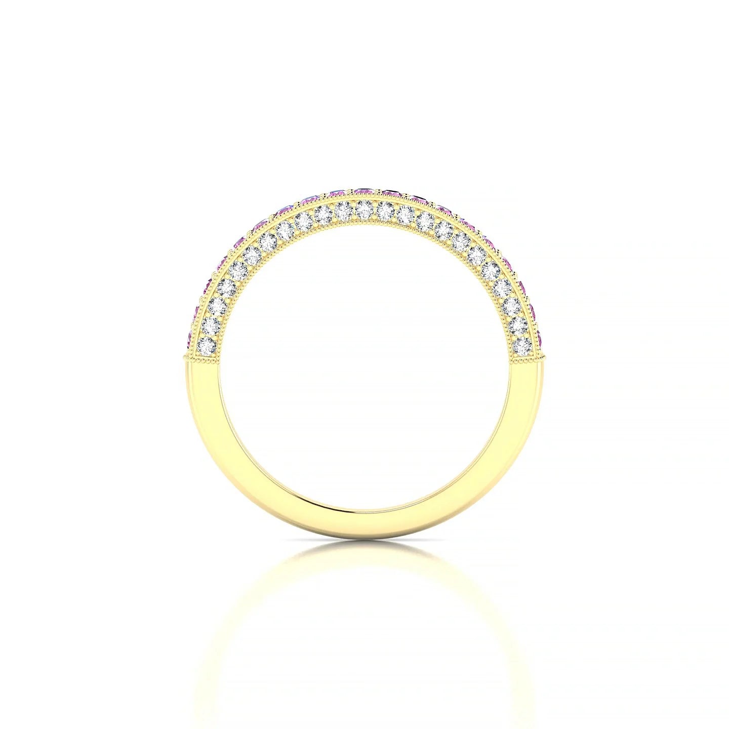 Lustre | 18k Yellow Gold 1.5 mm Round Pink Sapphire & Diamond Ring