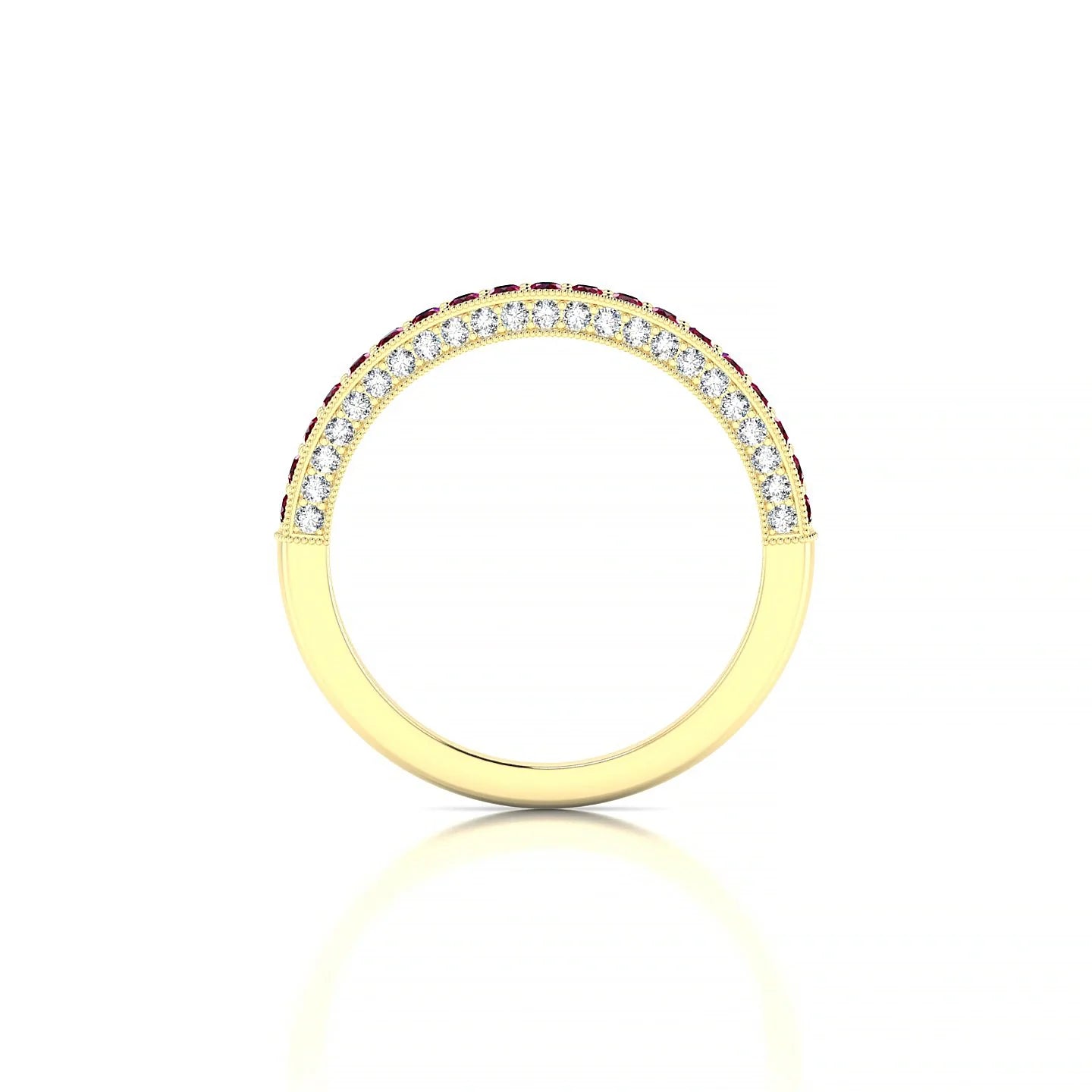 Lustre | 18k Yellow Gold 1.5 mm Round Ruby & Diamond Ring