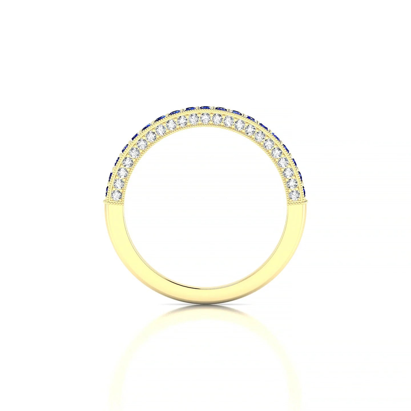 Lustre | 18k Yellow Gold 1.5 mm Round Sapphire & Diamond Ring