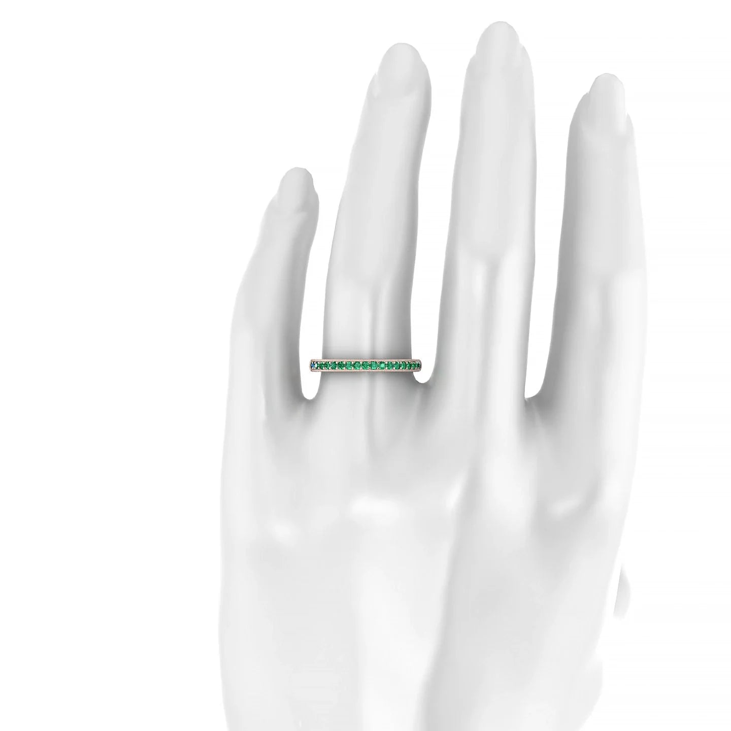 Lustre | 18k Rose Gold 1.5 mm Round Emerald & Diamond Ring