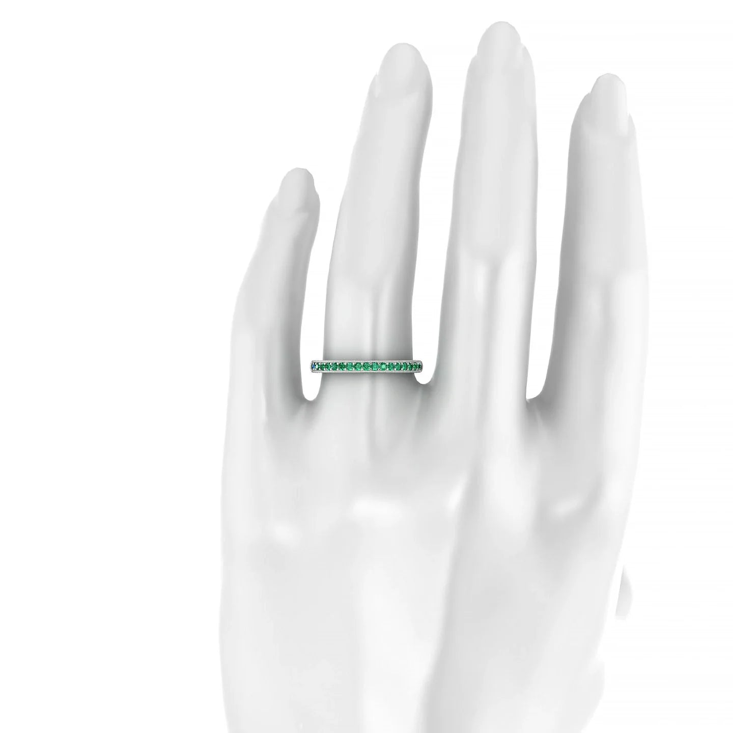 Lustre | 18k White Gold 1.5 mm Round Emerald Ring