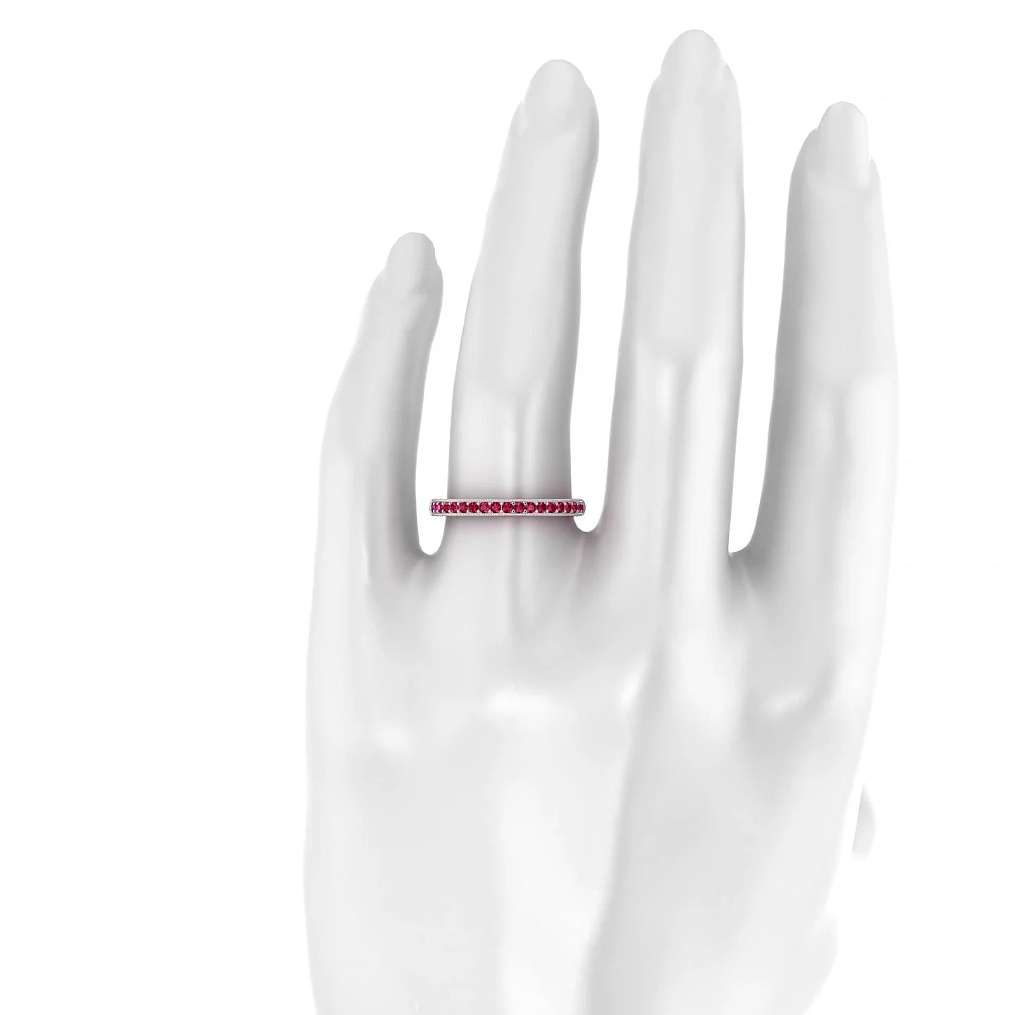 Lustre | 18k White Gold 1.5 mm Round Ruby Ring
