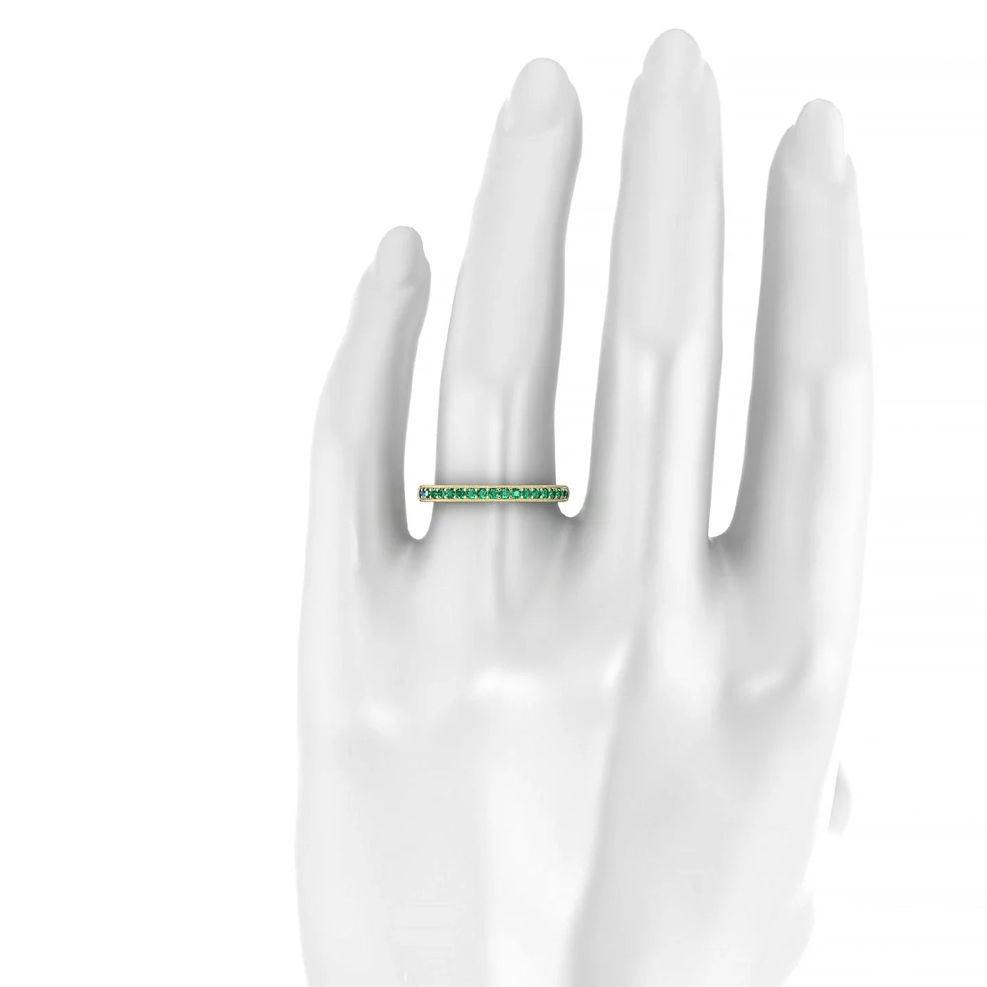 Lustre | 18k Yellow Gold 1.5 mm Round Emerald & Diamond Ring