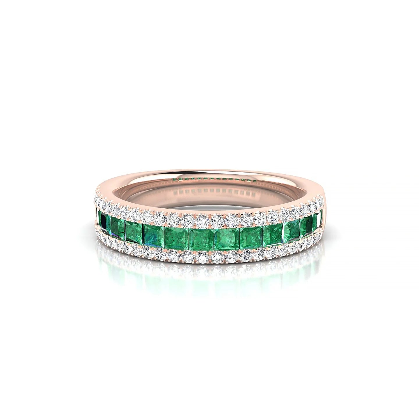 Majesty | 18k Rose Gold 2 mm Princess Emerald Ring