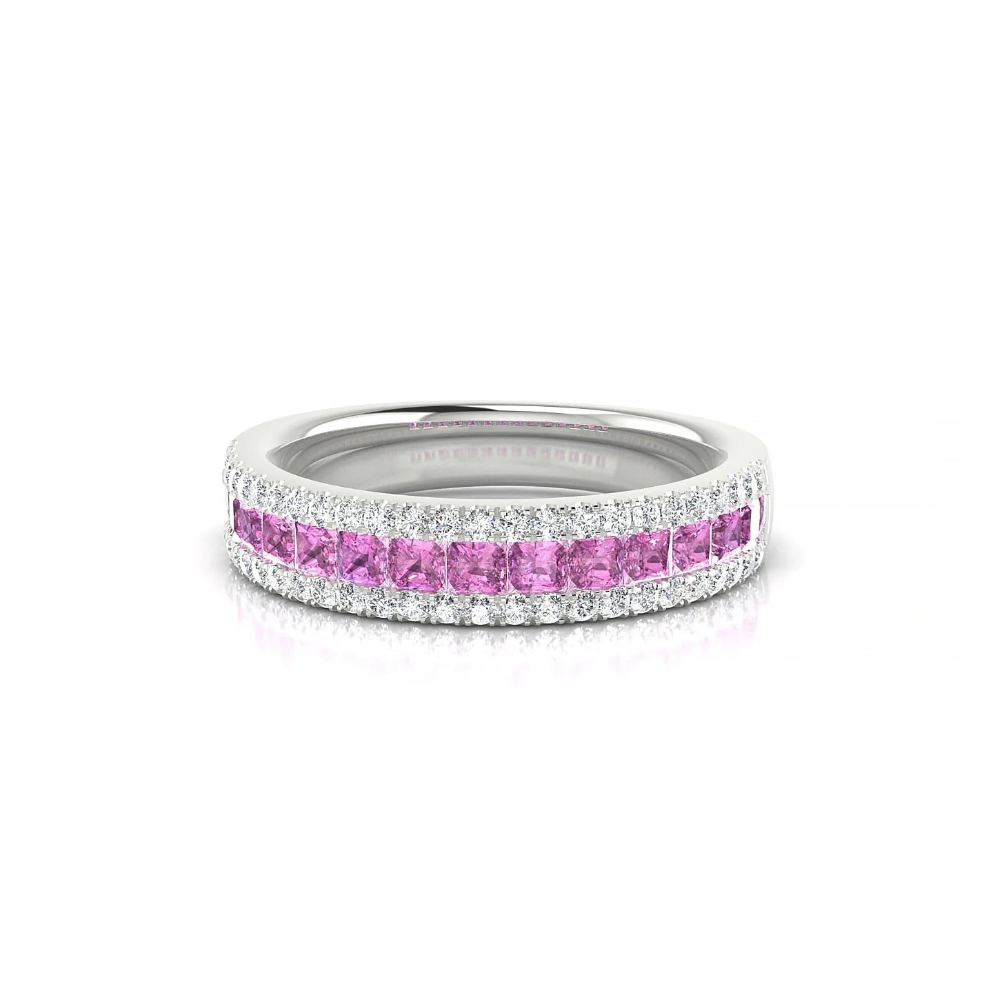 Majesty | 18k White Gold 2 mm Princess Pink Sapphire Ring
