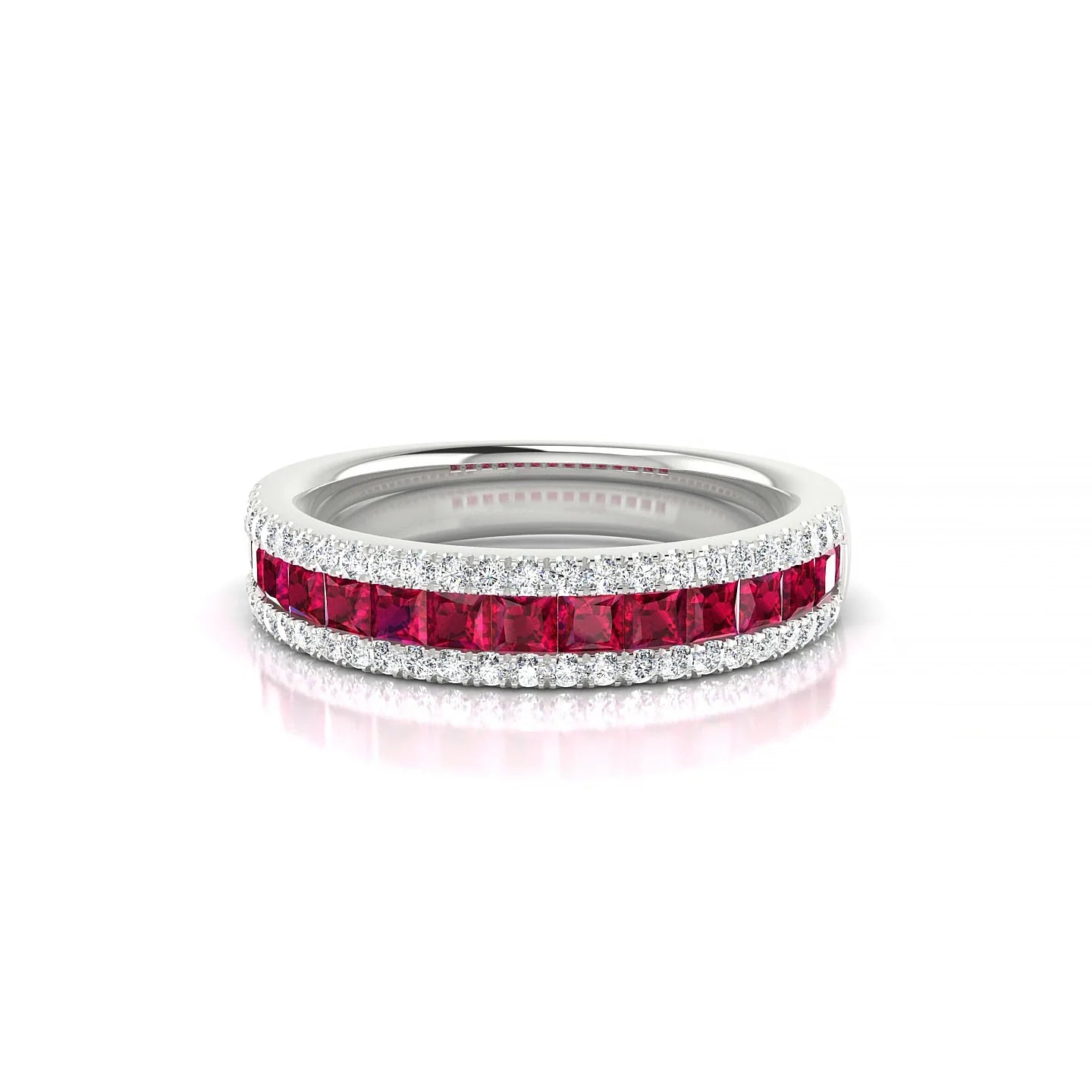 Majesty | 18k White Gold 2 mm Princess Ruby Ring