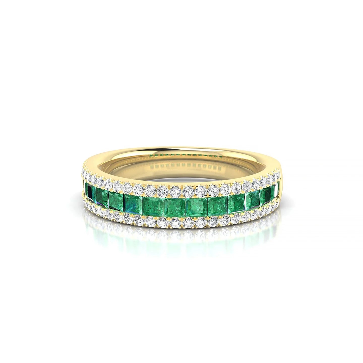 Majesty | 18k Yellow Gold 2 mm Princess Emerald Ring