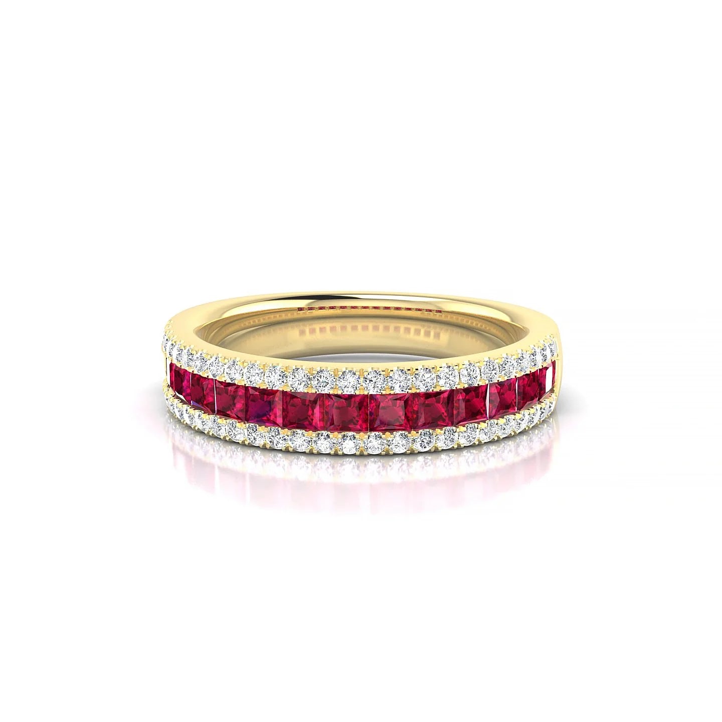 Majesty | 18k Yellow Gold 2 mm Princess Ruby Ring