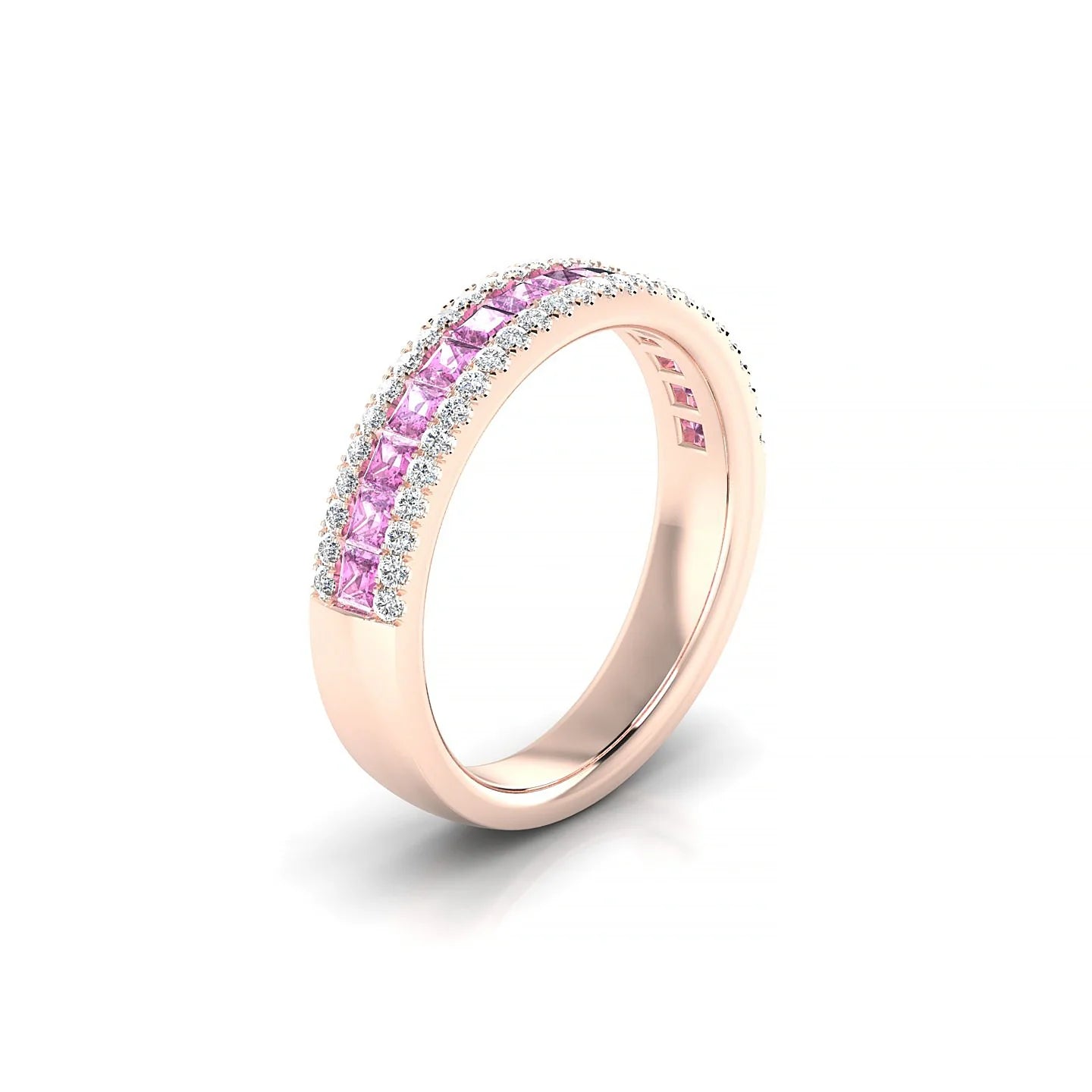 Majesty | 18k Rose Gold 2 mm Princess Pink Sapphire Ring