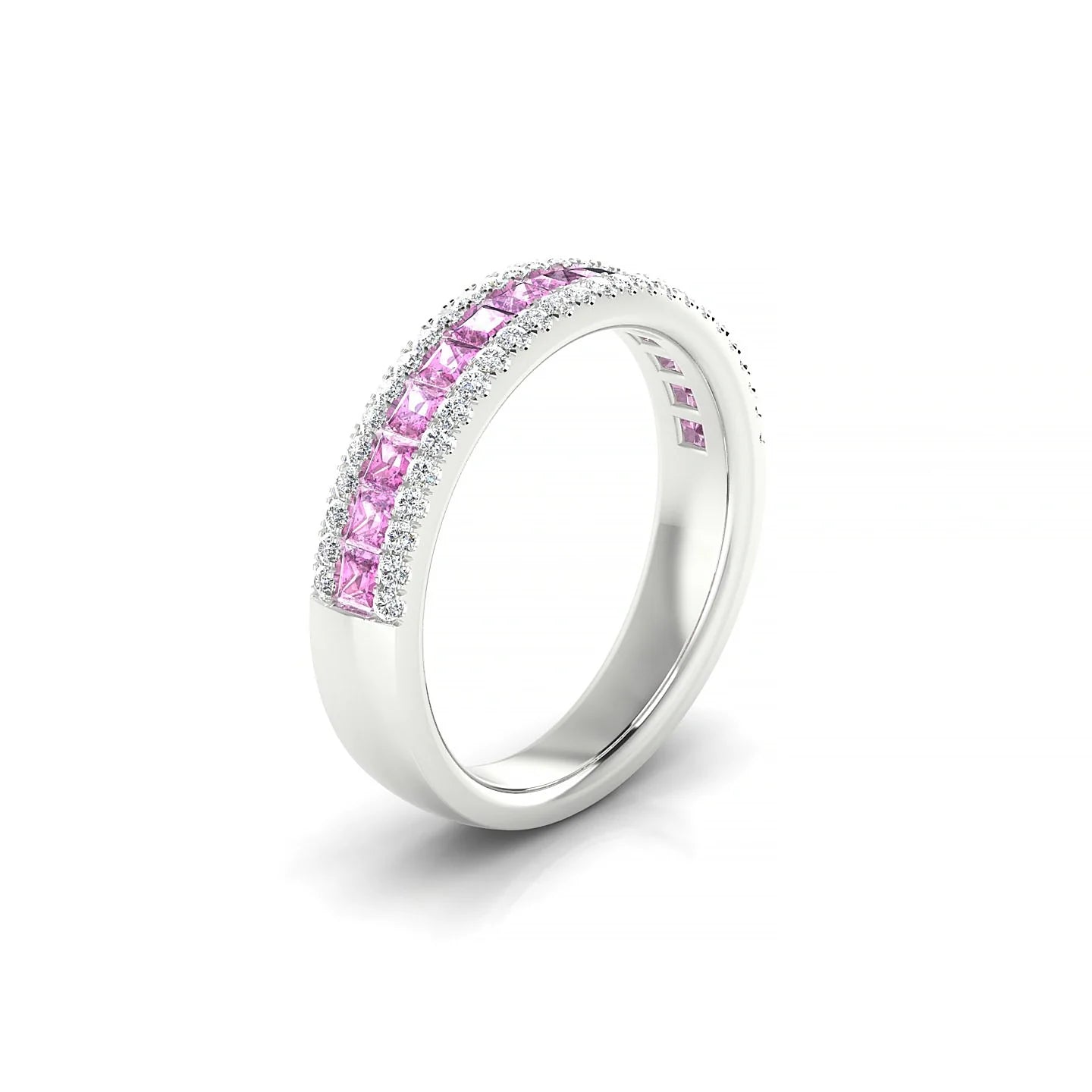 Majesty | 18k White Gold 2 mm Princess Pink Sapphire Ring