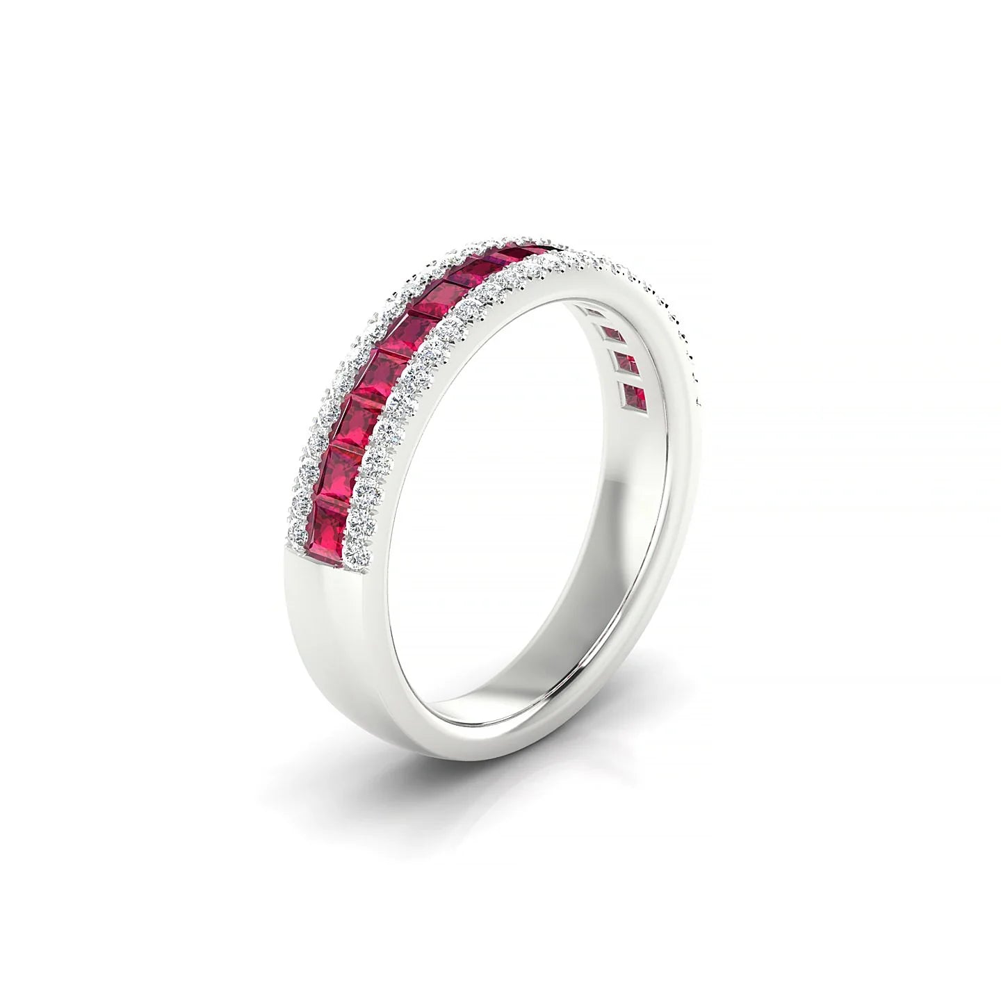 Majesty | 18k White Gold 2 mm Princess Ruby Ring