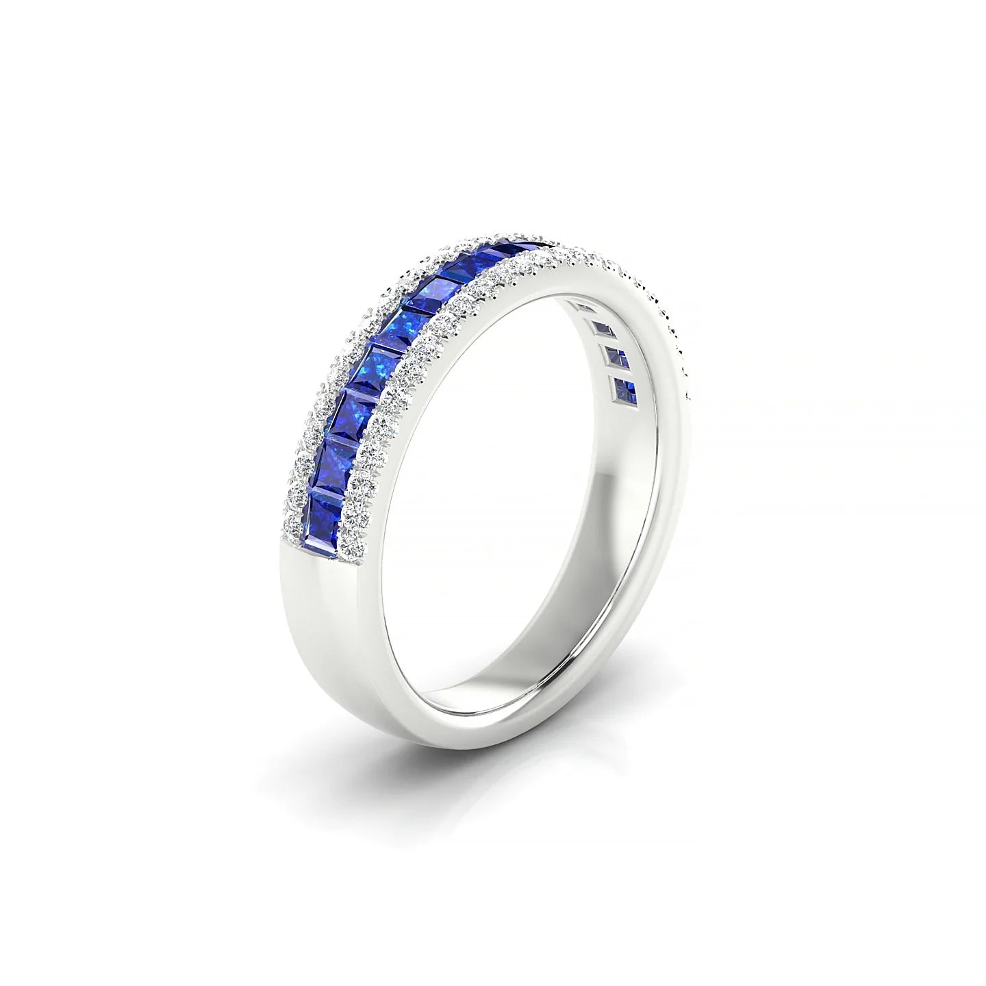 Majesty | 18k White Gold 2 mm Princess Sapphire Ring