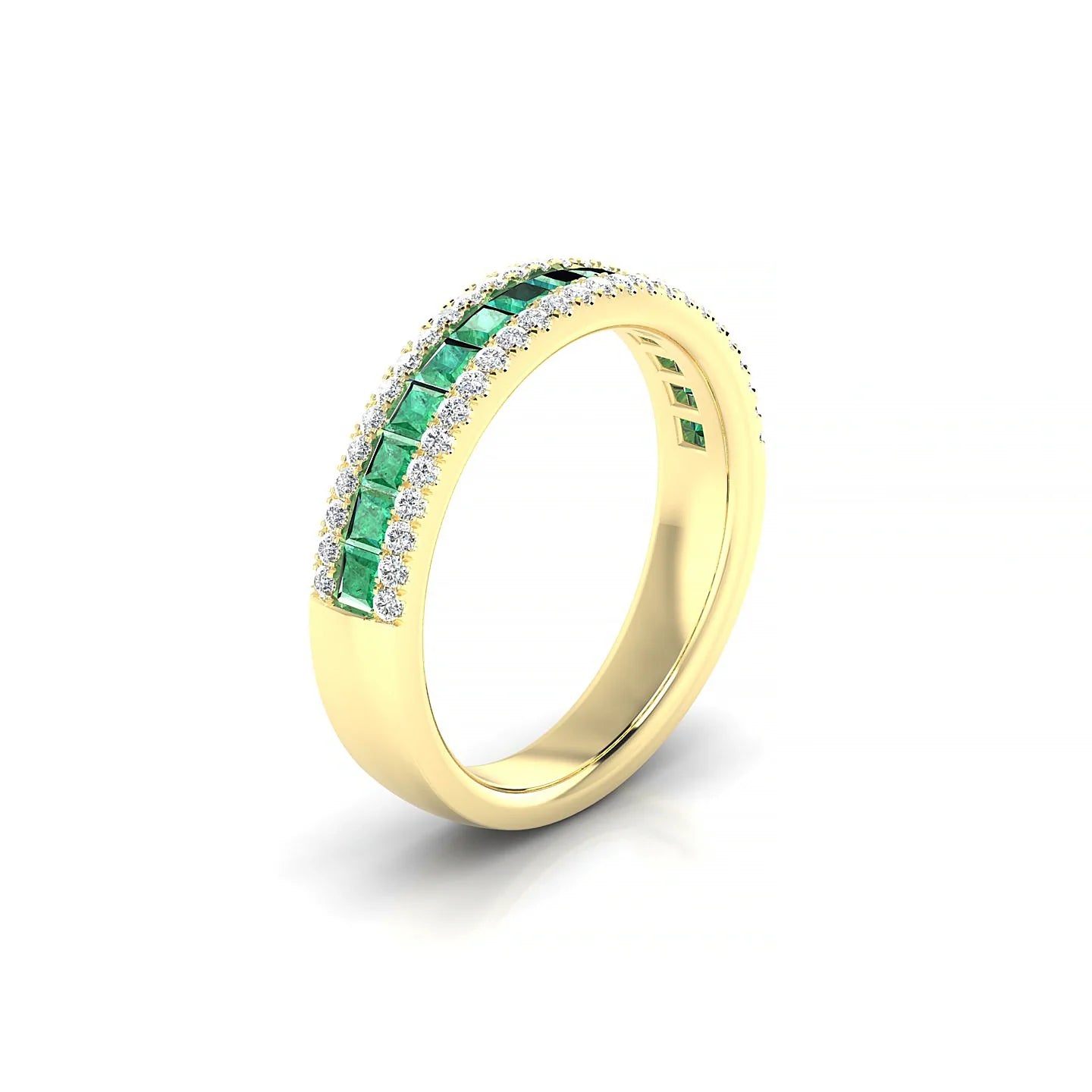 Majesty | 18k Yellow Gold 2 mm Princess Emerald Ring