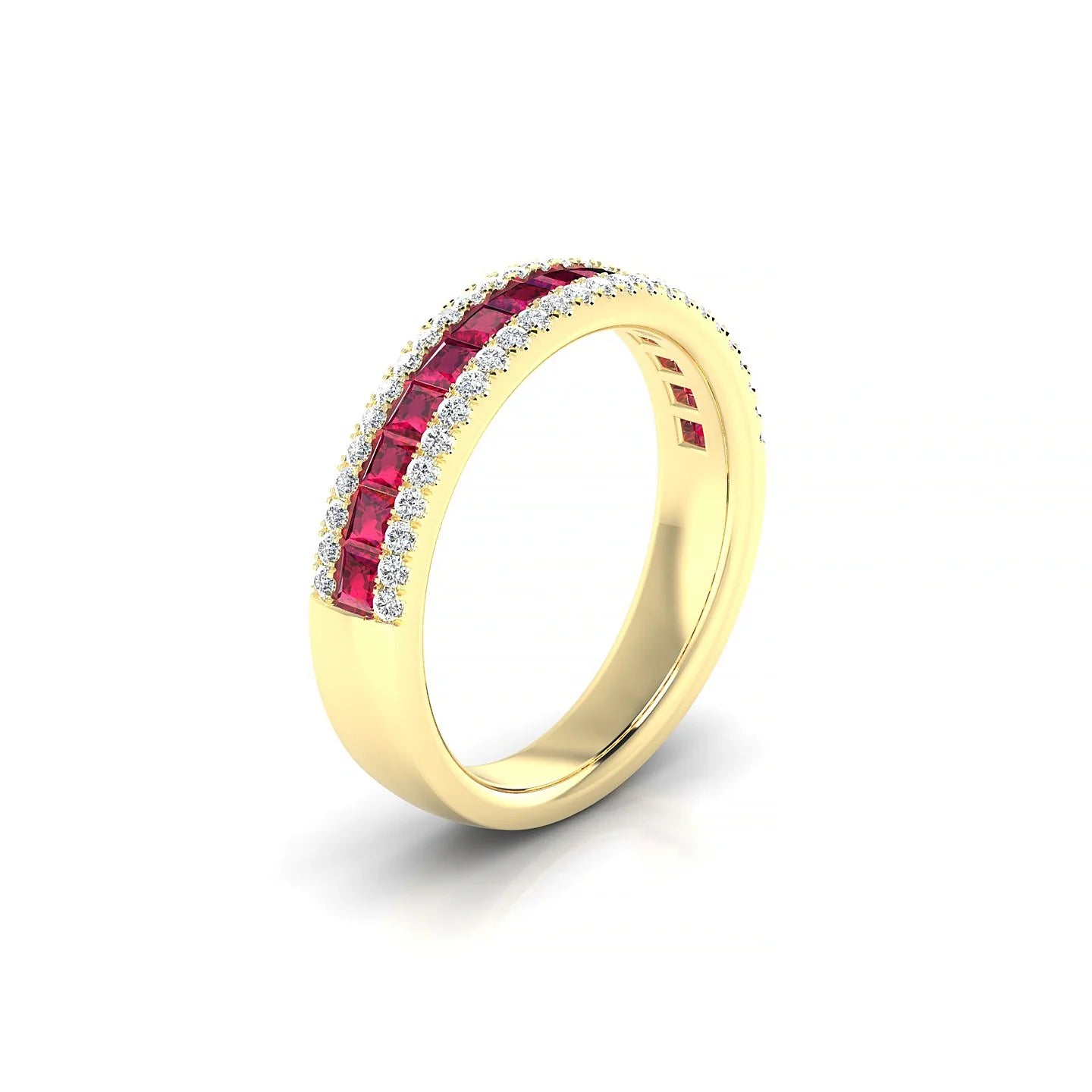 Majesty | 18k Yellow Gold 2 mm Princess Ruby Ring