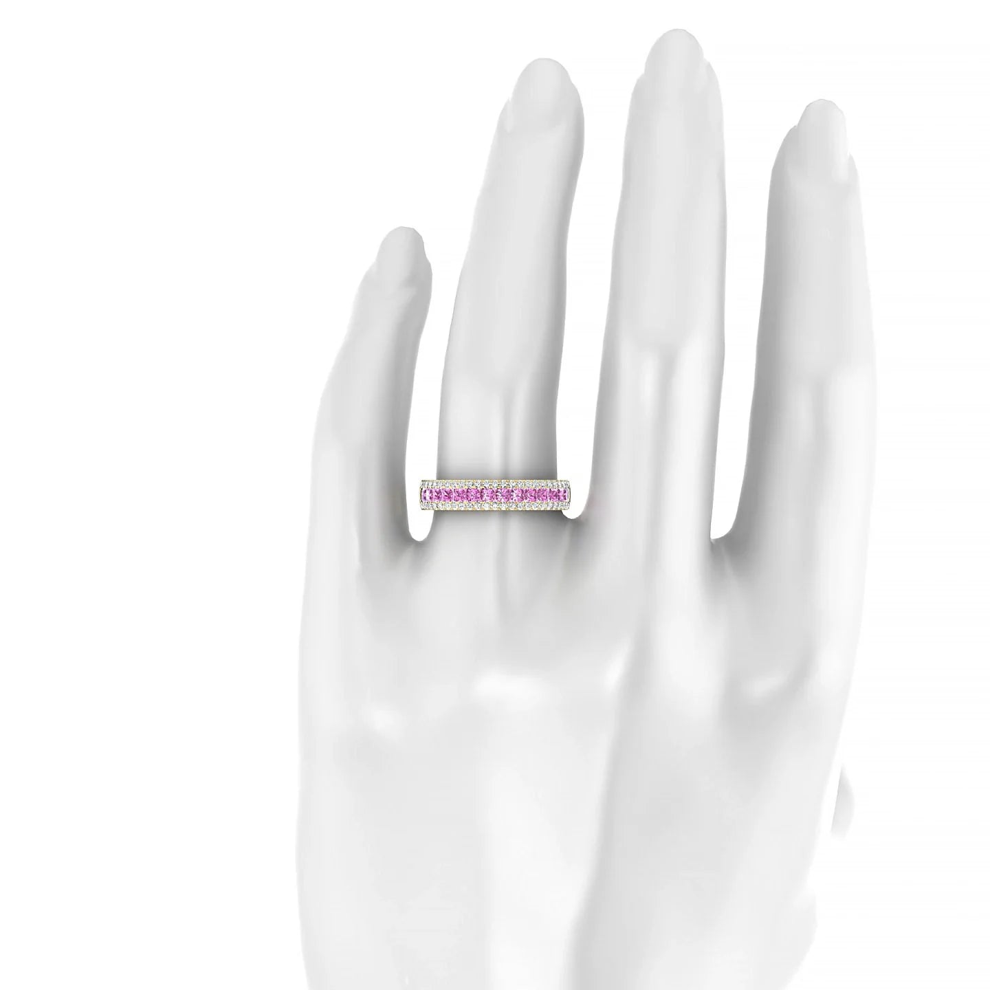 Majesty | 18k Yellow Gold 2 mm Princess Pink Sapphire Ring