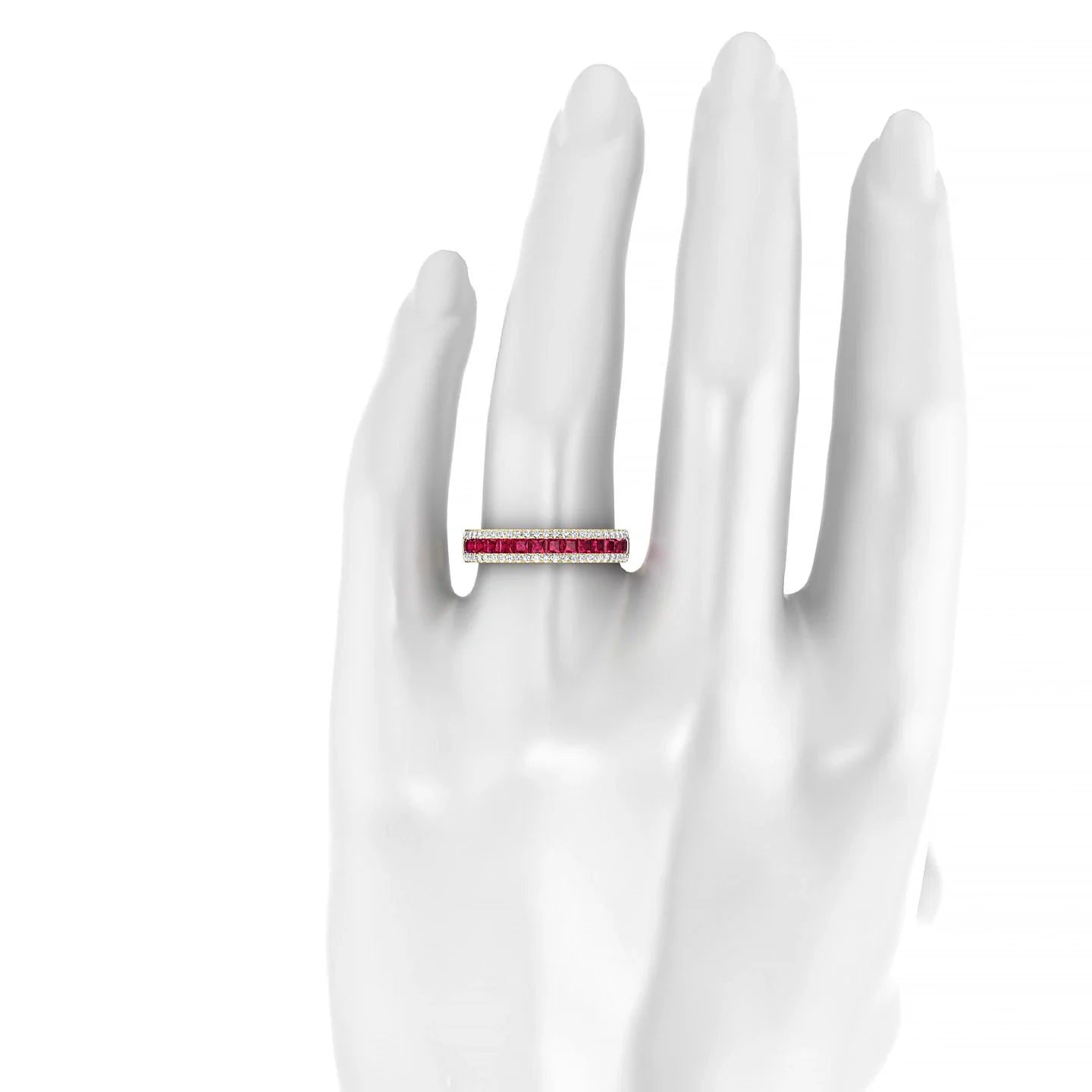 Majesty | 18k Yellow Gold 2 mm Princess Ruby Ring