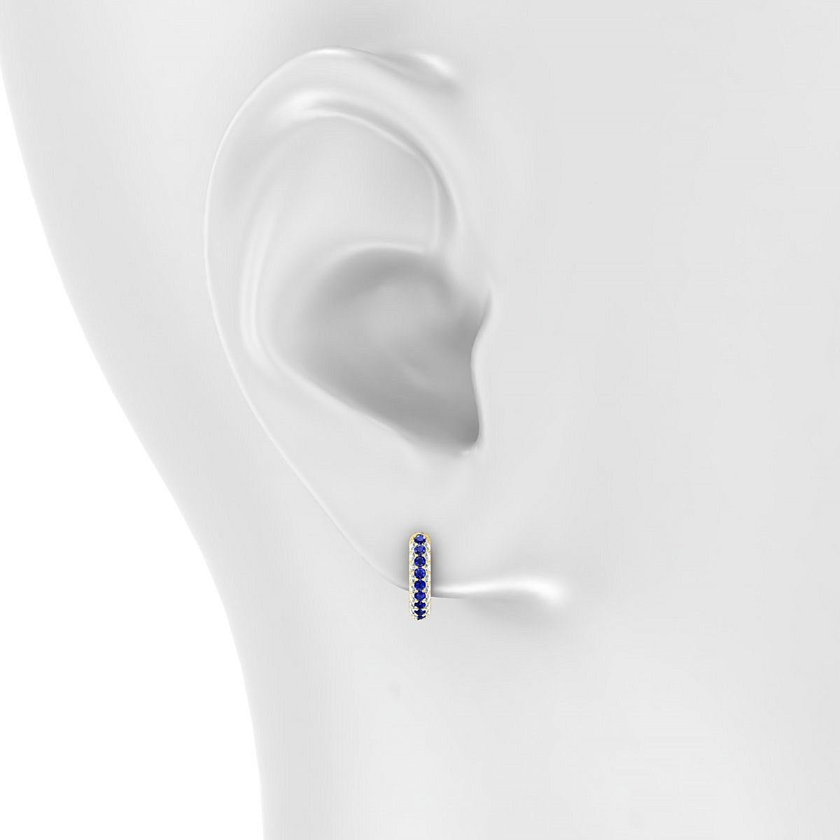 Mira | 18k Yellow Gold 1.3 mm Round Sapphire & Diamond Hoop Earrings