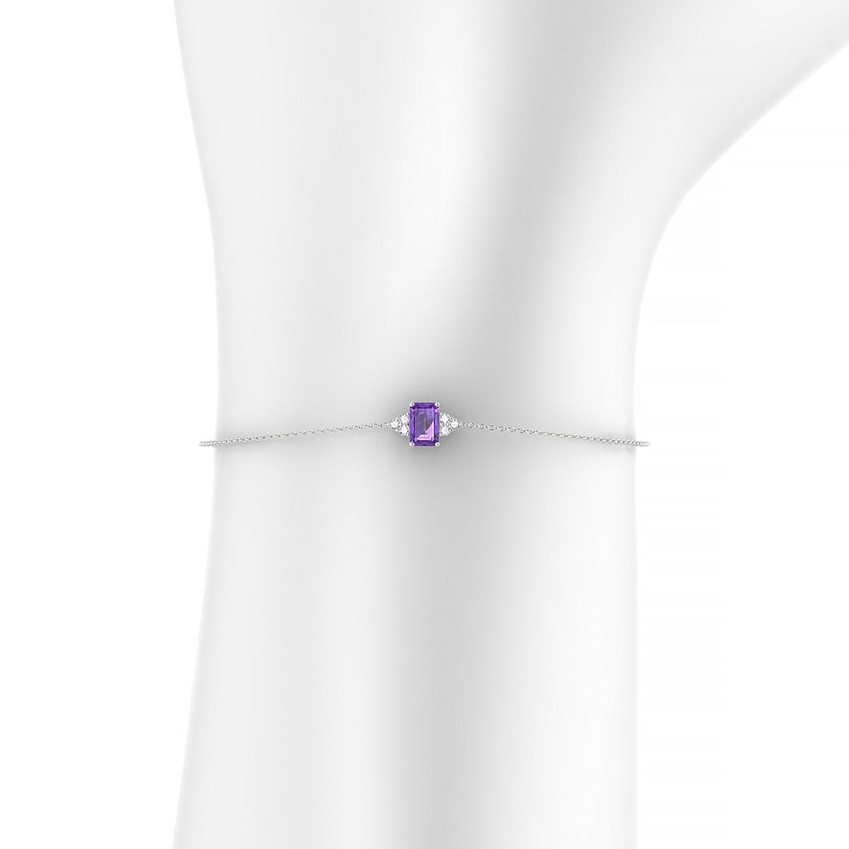 Mirage | 18k White Gold 6 x 4 mm Emerald Amethyst Bracelet