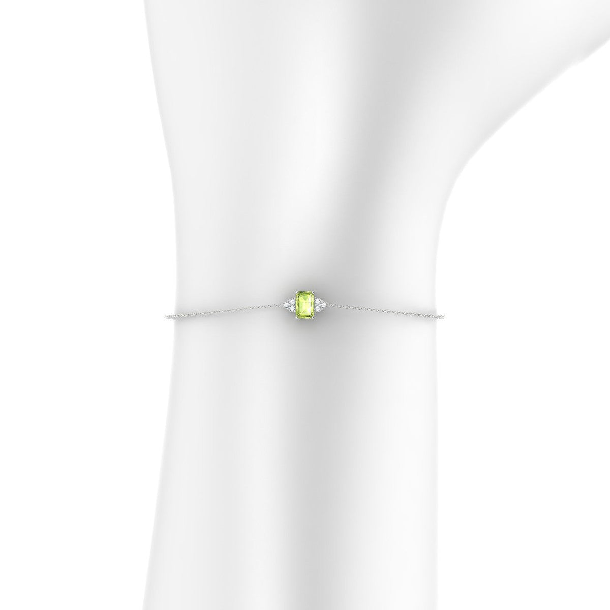 Mirage | 18k White Gold 6 x 4 mm Emerald Peridot Bracelet