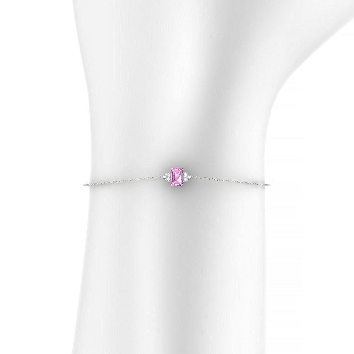 Mirage | 18k White Gold 6 x 4 mm Emerald Pink Sapphire Bracelet