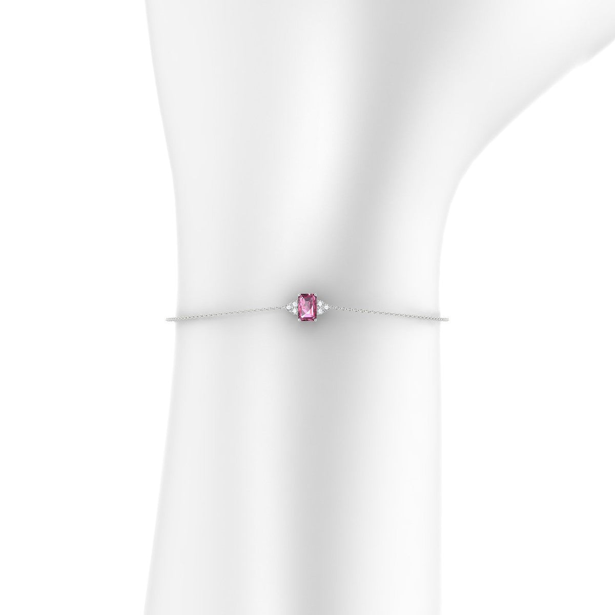 Mirage | 18k White Gold 6 x 4 mm Emerald Rhodolite Bracelet