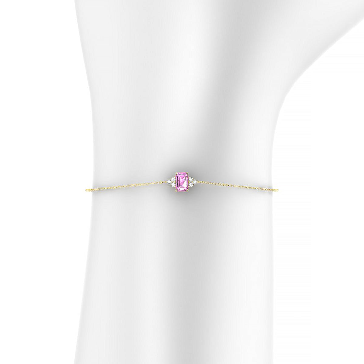 Mirage | 18k Yellow Gold 6 x 4 mm Emerald Pink Sapphire Bracelet