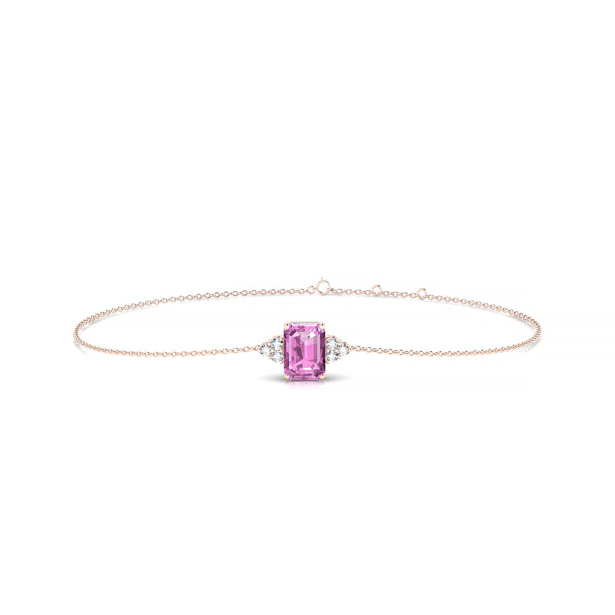 Mirage | 18k Rose Gold 7 x 5 mm Emerald Pink Sapphire Bracelet