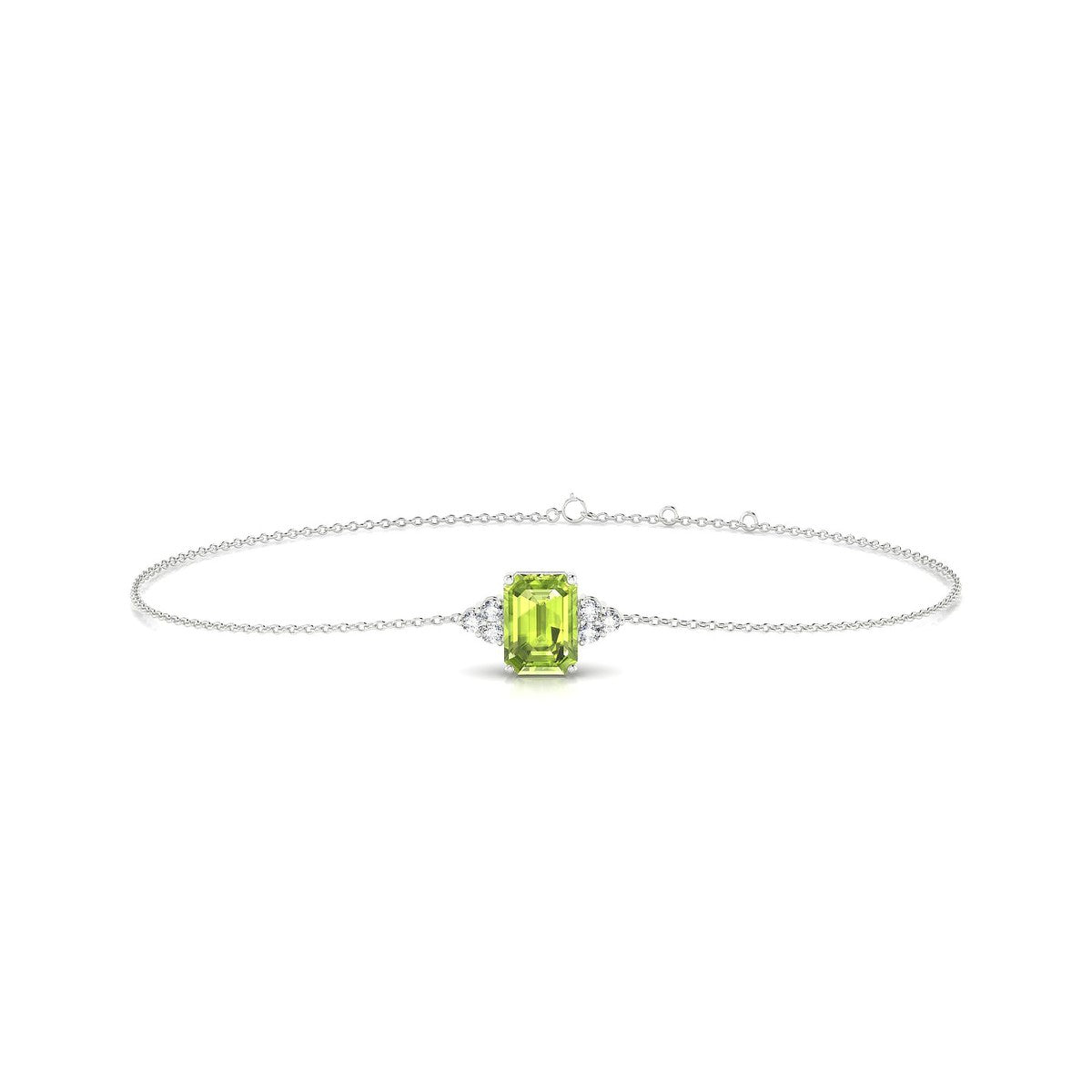 Mirage | 18k White Gold 7 x 5 mm Emerald Peridot Bracelet