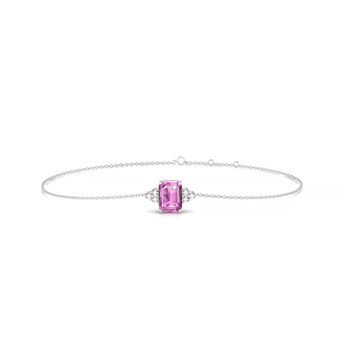 Mirage | 18k White Gold 7 x 5 mm Emerald Pink Sapphire Bracelet