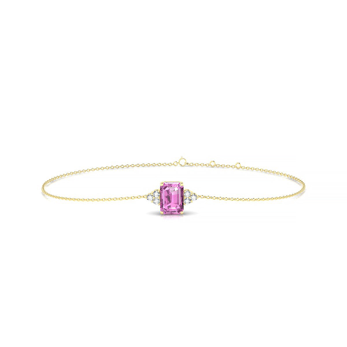 Mirage | 18k Yellow Gold 7 x 5 mm Emerald Pink Sapphire Bracelet