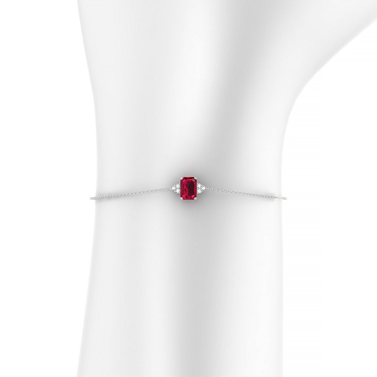 Mirage | 18k White Gold 7 x 5 mm Emerald Ruby Bracelet