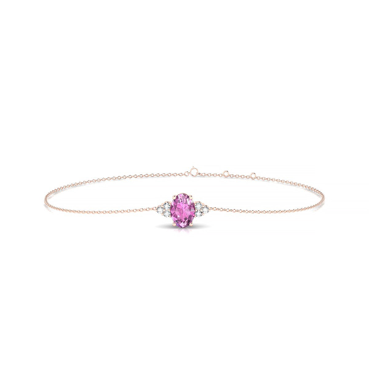 Mirage | 18k Rose Gold 7 x 5 mm Oval Pink Sapphire Bracelet
