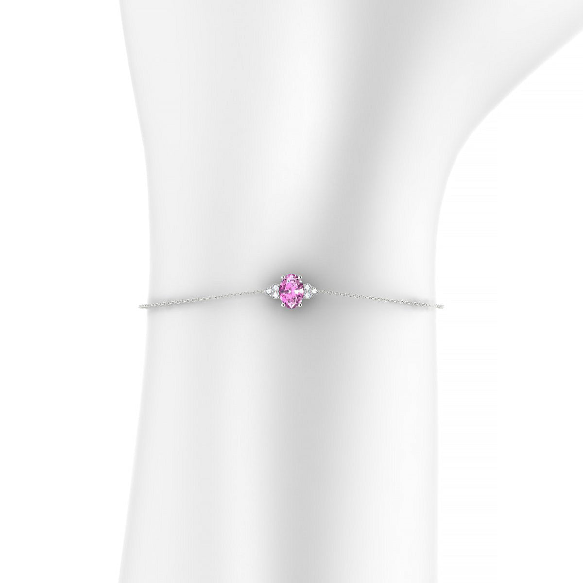 Mirage | 18k White Gold 7 x 5 mm Oval Pink Sapphire Bracelet