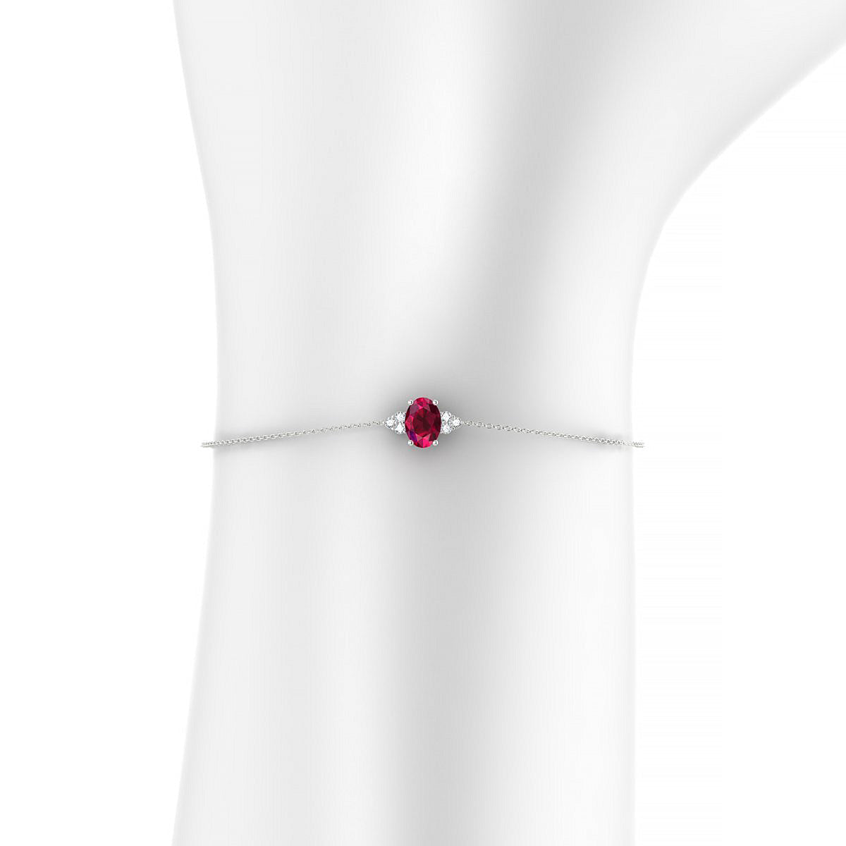 Mirage | 18k White Gold 7 x 5 mm Oval Ruby Bracelet